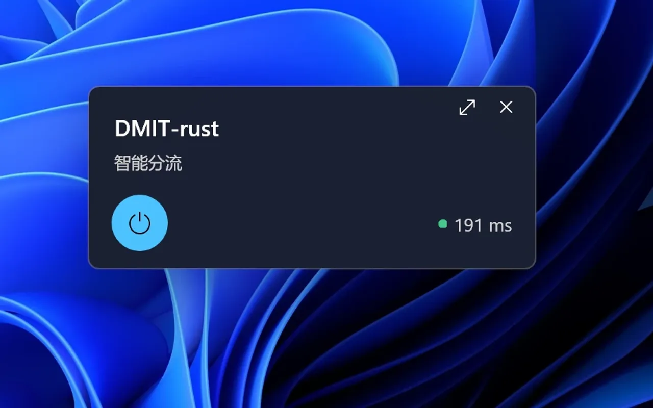 XrayUI mini 悬浮窗深色主题，半透明亚克力材质透出桌面壁纸
